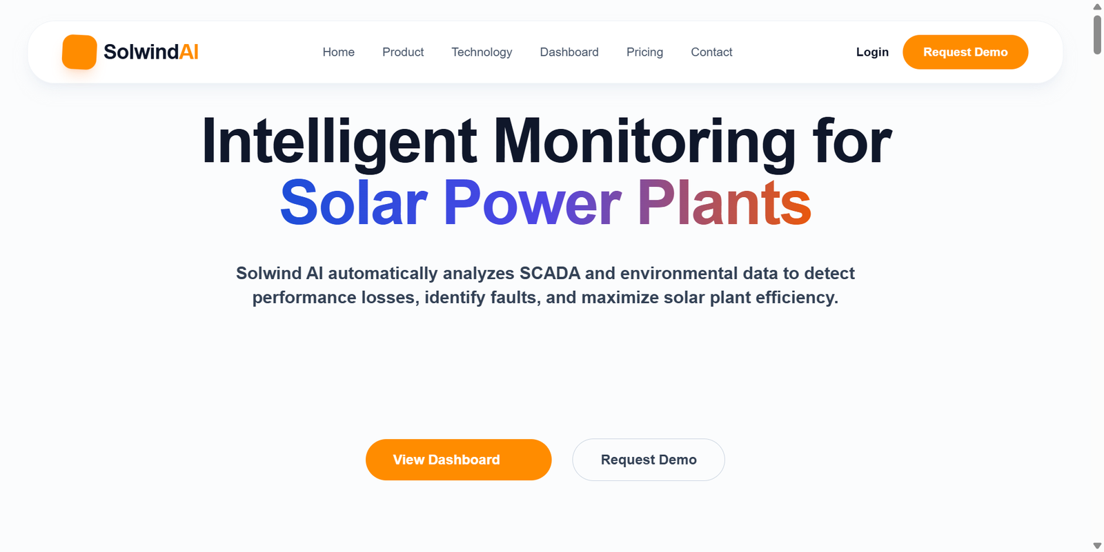 Solwind AI SCADA Interface